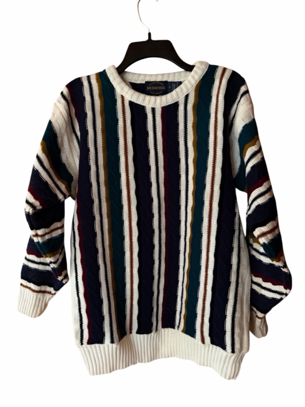 1980s/Early 90s Always Relaxed Weekends 100% Acrylic 3D Textured Knit Crewneck S
